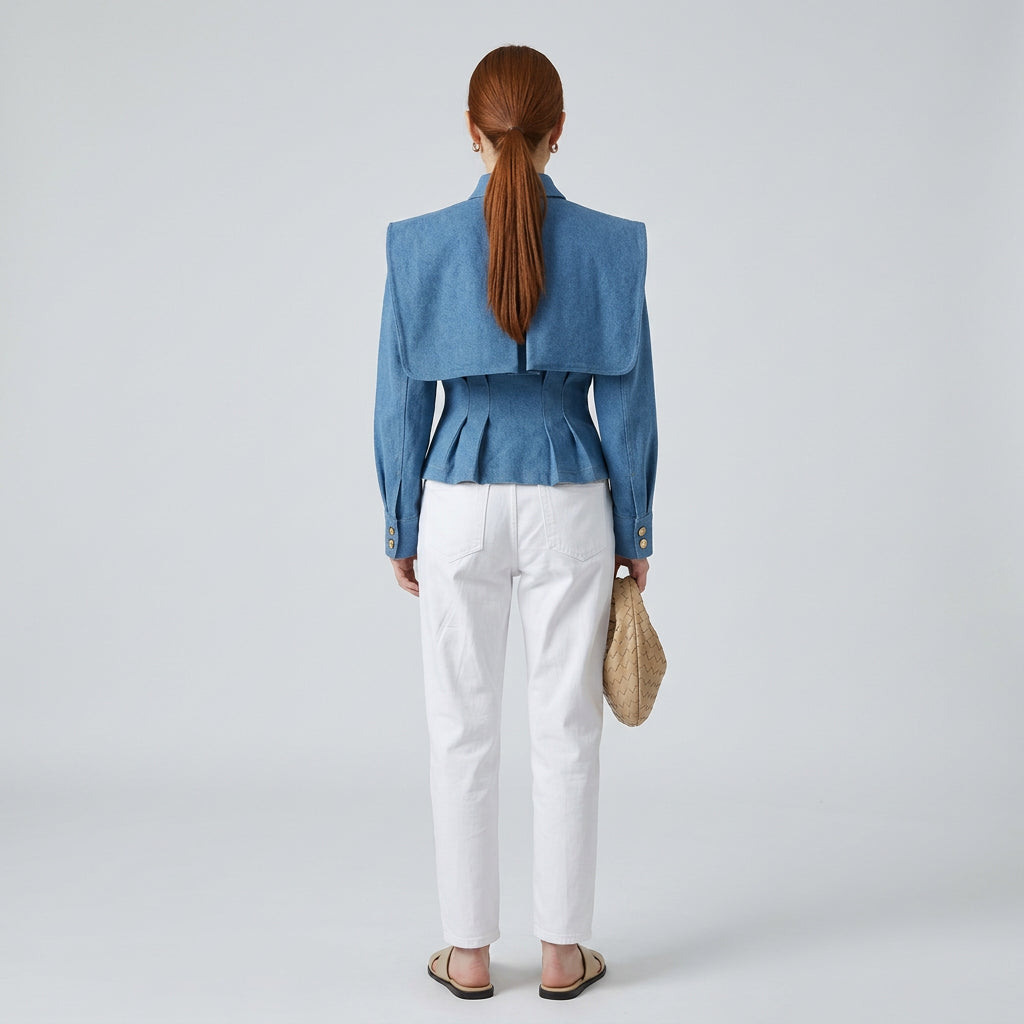 Women's short belted outerwear jacket in a tailored silhouette