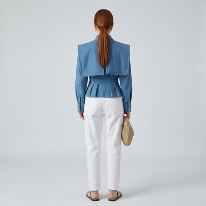 Women's short belted outerwear jacket in a tailored silhouette