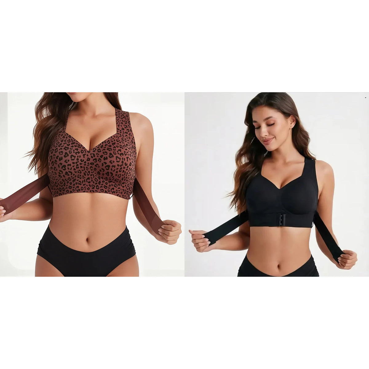 Leopard print women's support bra, adjustable shoulder straps