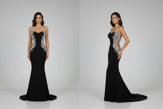 monica mermaid gown, rhinestone mermaid dress, satin mermaid gown, rhinestone evening dress, strapless evening gown, strapless mermaid dress, satin formal dress, rhinestone formal gown, elegant evening gown, luxury evening dress, beaded evening gown, sparkling mermaid dress, formal gown for women, plus size formal gown, plus size mermaid dress, plus size evening gown, plus size prom dress, strapless prom dress, mermaid prom gown, formal wedding guest dress, black tie evening gown, gala dress for women, grad