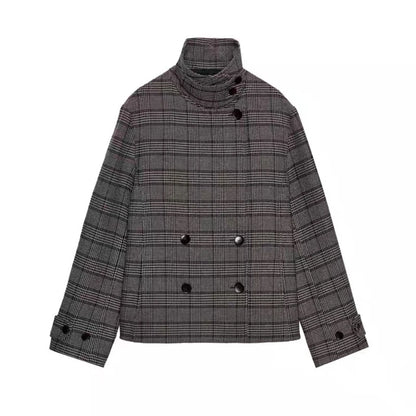 Gingham short trench coat product photo 19
