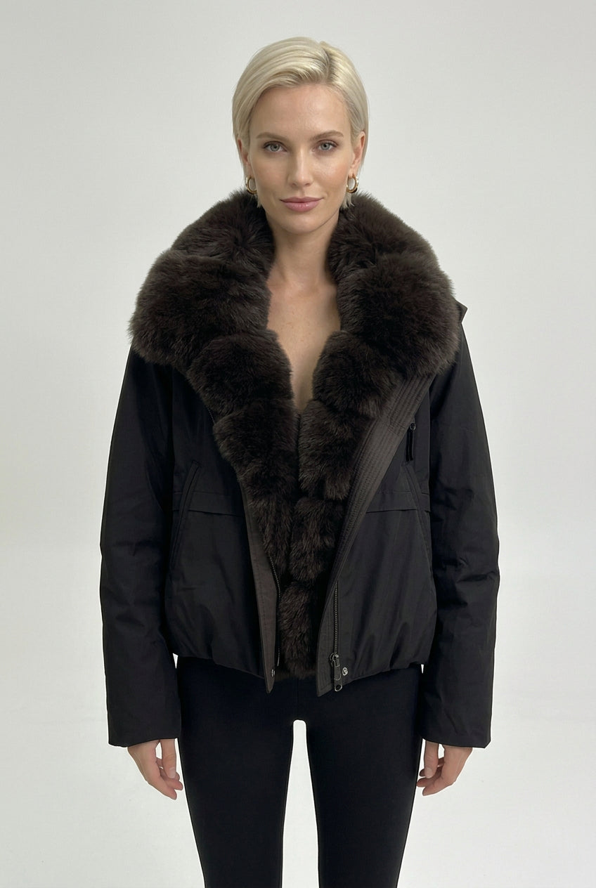 Fur-collar cropped puffer jacket for women, product image 11