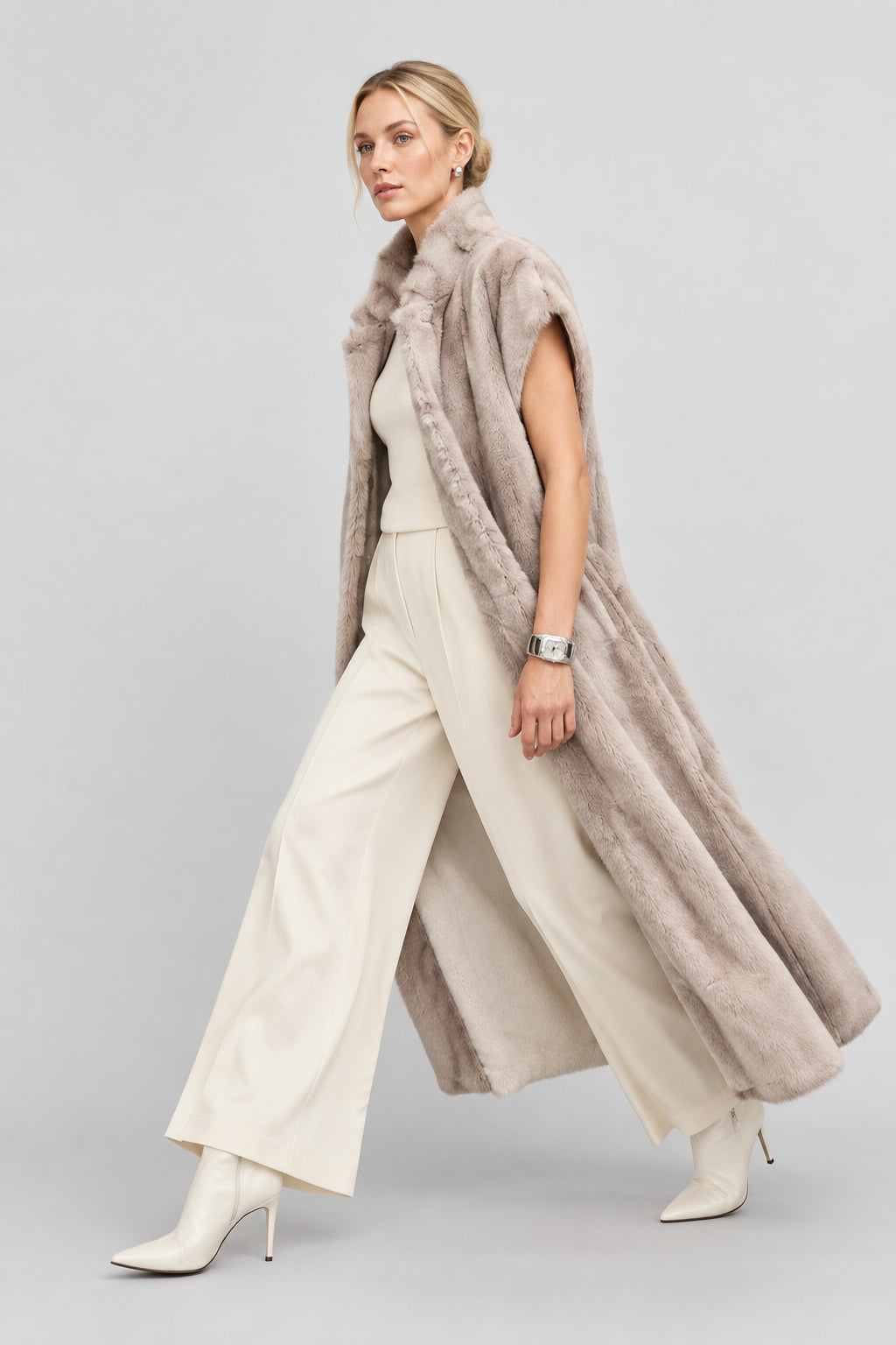 Noelle faux fur outerwear with plush texture and longline cut