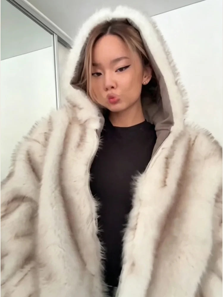Beige reversible jacket showing an alternate styling option