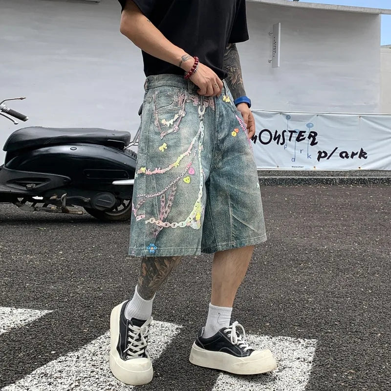 Primary Keywords:
graphic print denim shorts
washed denim shorts streetwear
bold denim shorts men
baggy graphic denim shorts
streetwear denim shorts
Secondary Keywords:
Y2K denim shorts
hip hop denim shorts
vintage washed jean shorts
statement denim shorts
trendy men’s summer shorts
Long-Tail Keywords:
bold washed graphic print denim shorts streetwear
baggy graphic denim shorts Y2K fashion
men’s statement denim shorts summer outfit
vintage washed graphic jean shorts streetwear