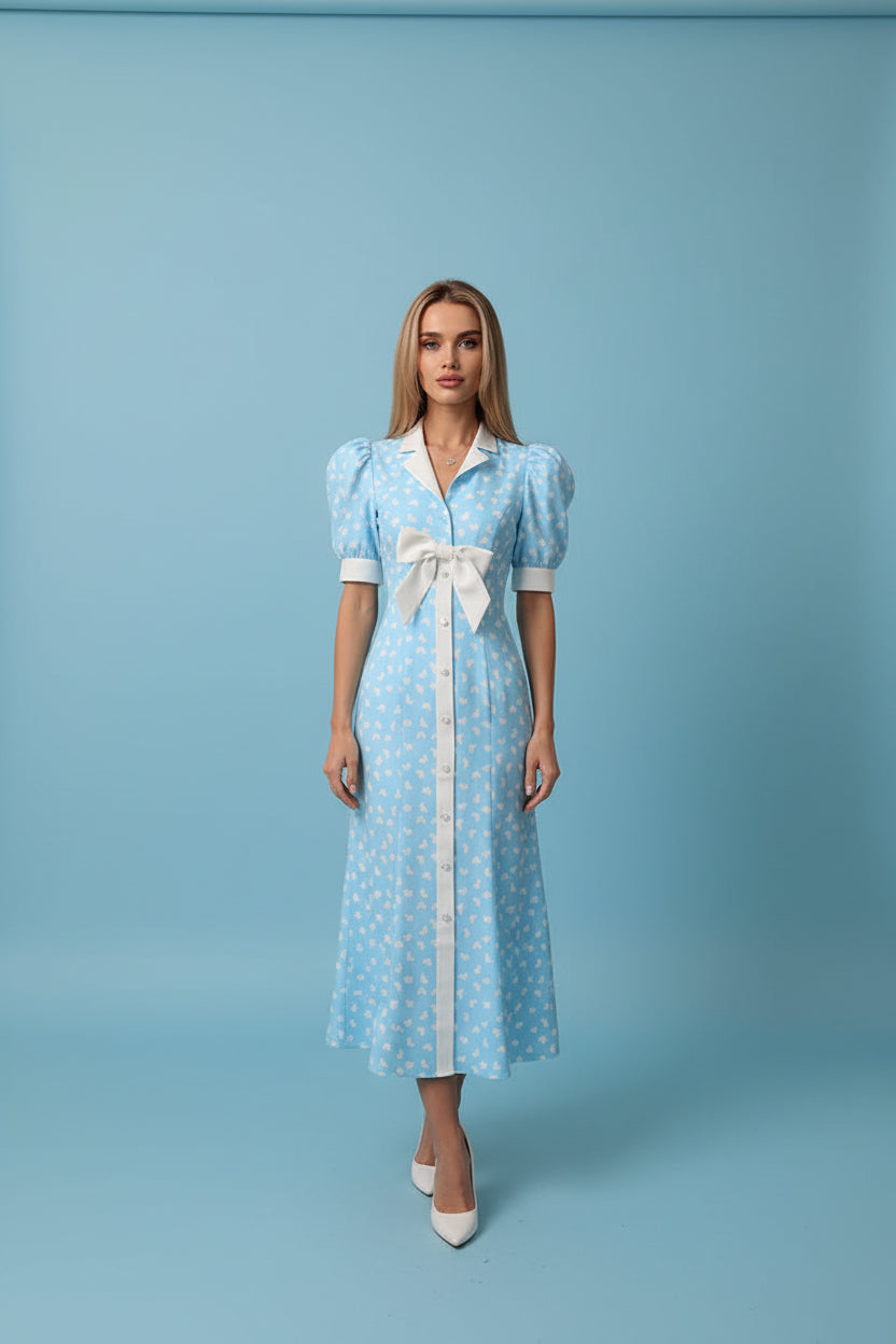 bow accent midi dress, women's midi dress, striped midi dress, summer midi dress, women's summer dress, bow dress for women, feminine midi dress, vacation dress for women, resort wear dress, brunch dress women, date night dress, summer vacation outfit, striped summer dress, women's holiday dress, elegant summer dress
