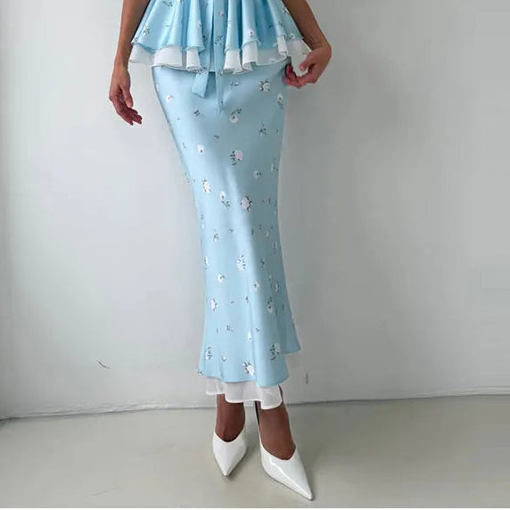 elegant two piece set women, floral bodycon skirt set, summer outfit women 2026, slim fit matching set women, classy women outfit set, structured two piece outfit, women floral skirt set, elegant summer co-ord set, ladies matching outfit set, chic two piece dress alternative, EU size women clothing, cm size chart women outfit
