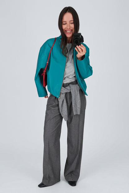 stand-collar faux-leather jacket product photo 5