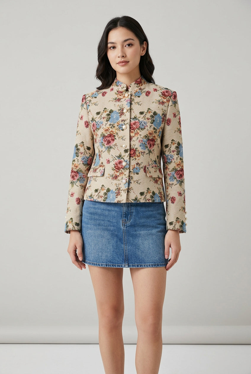vintage floral jacket and skirt set product photo 21
