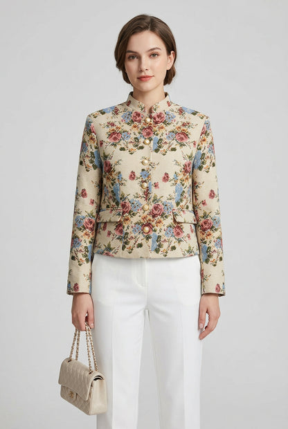 vintage floral jacket and skirt set product photo 1