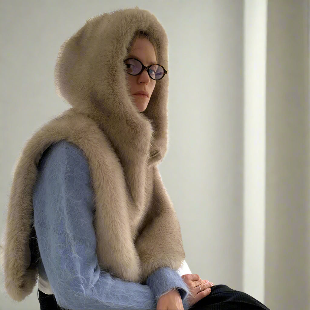Faux Fur sleeveless fur hoodie vest fall coat