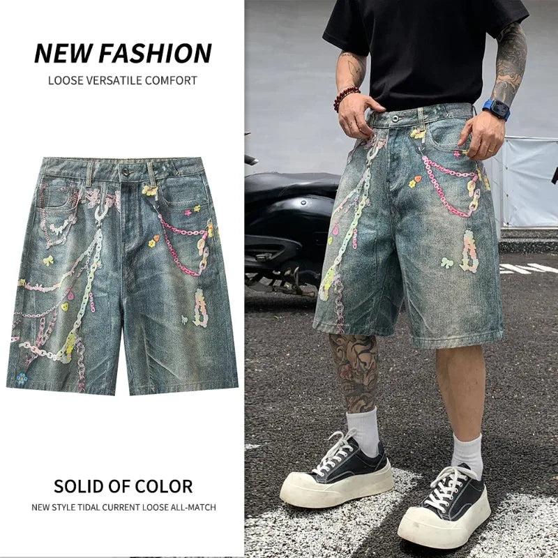Primary Keywords:
graphic print denim shorts
washed denim shorts streetwear
bold denim shorts men
baggy graphic denim shorts
streetwear denim shorts
Secondary Keywords:
Y2K denim shorts
hip hop denim shorts
vintage washed jean shorts
statement denim shorts
trendy men’s summer shorts
Long-Tail Keywords:
bold washed graphic print denim shorts streetwear
baggy graphic denim shorts Y2K fashion
men’s statement denim shorts summer outfit
vintage washed graphic jean shorts streetwear