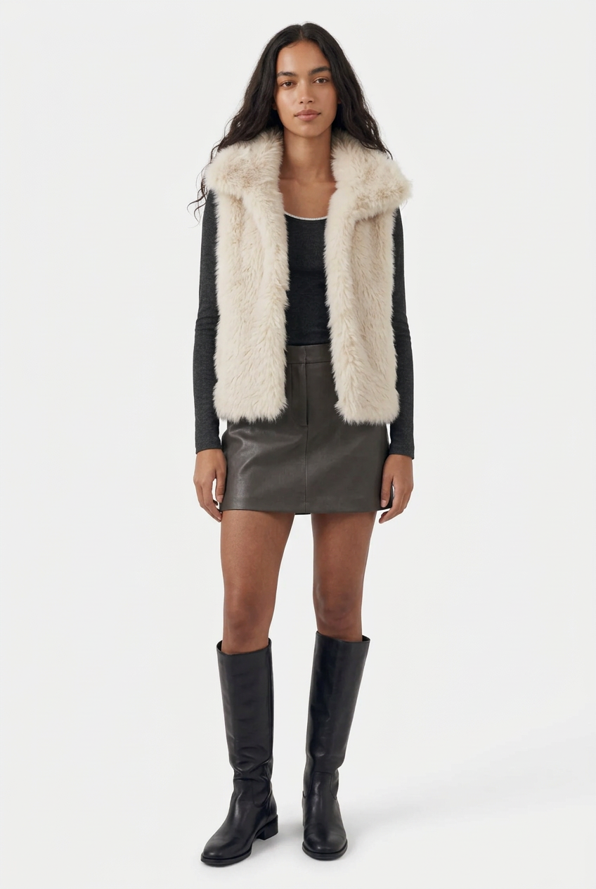 Faux Fur Turtleneck Vest