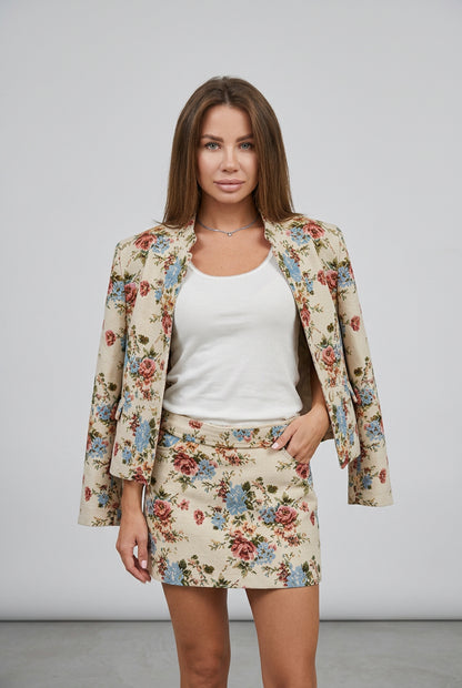 vintage floral jacket and skirt set product photo 29