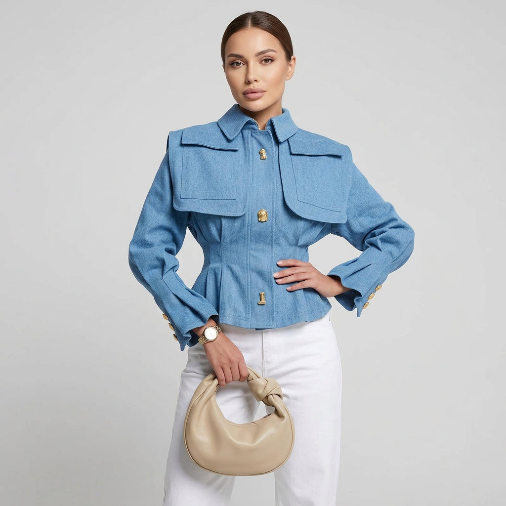Women's tailored short jacket with a defined waist