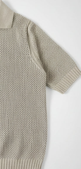 men's crochet polo shirt, crochet knit polo, short sleeve polo shirt, breathable knit polo, men's summer shirt, button up polo shirt, lightweight polo shirt, textured knit polo, men's casual polo, summer knit shirt, men's fashion polo, smart casual menswear, men's summer clothing, men's resort wear, breathable summer top
