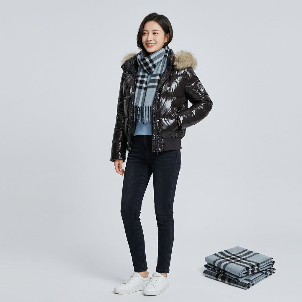 GoSobiShop Rowan hooded quilted puffer jacket, women's winter outerwear