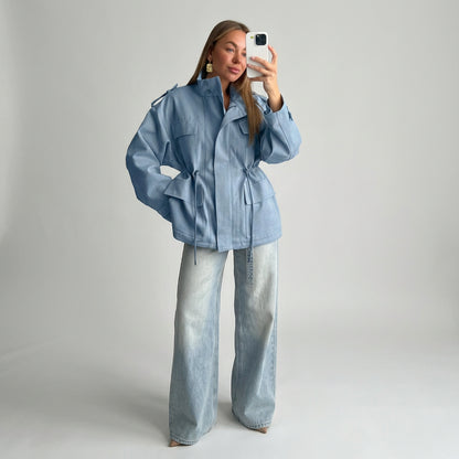 Multi-pocket blue utility jacket product photo 19