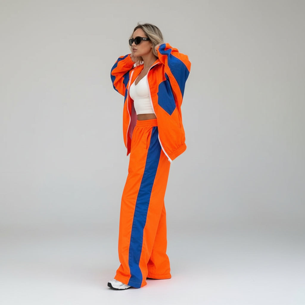 women's two piece set, women's matching set, color block two piece set, women's tracksuit, women's zip up jacket set, women's pants set, women's streetwear set, color block tracksuit women, women's casual two piece outfit, women's sporty set, women's matching pants outfit, women's jacket and pants set, zip up tracksuit women, straight leg pants set women, high waisted pants set, women's athleisure set, women's travel outfit set, airport outfit women, casual matching set women, streetwear outfit women, color