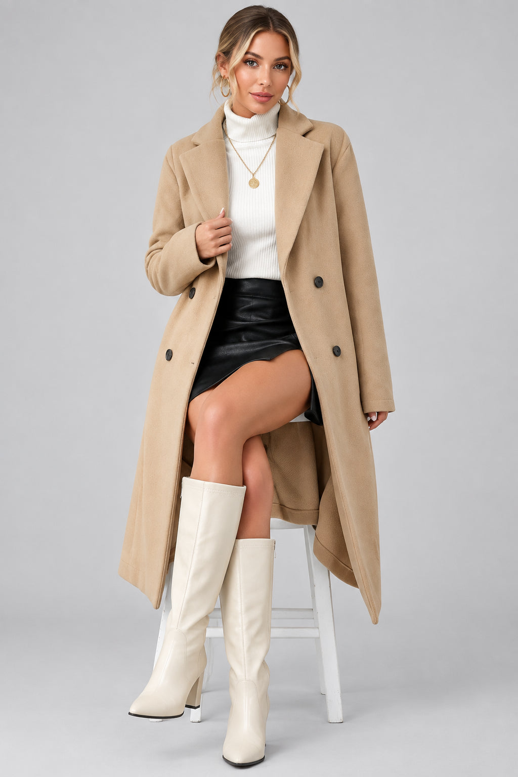 women’s long coat, women’s double-breasted coat, women’s lapel coat, women’s autumn coat, women’s winter coat, longline women’s coat, classic women’s outerwear, tailored women’s coat, women’s commuter coat, women’s casual coat, women’s seasonal outerwear, women’s long sleeve coat, elegant women’s coat, women’s everyday outerwear, champagne coat for women