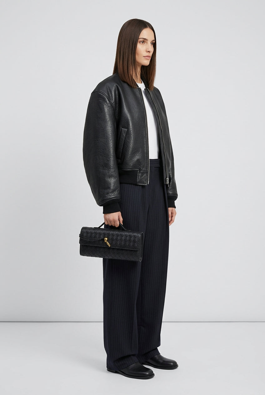Black double-zip jacket by GoSobiShop Boutique, front view