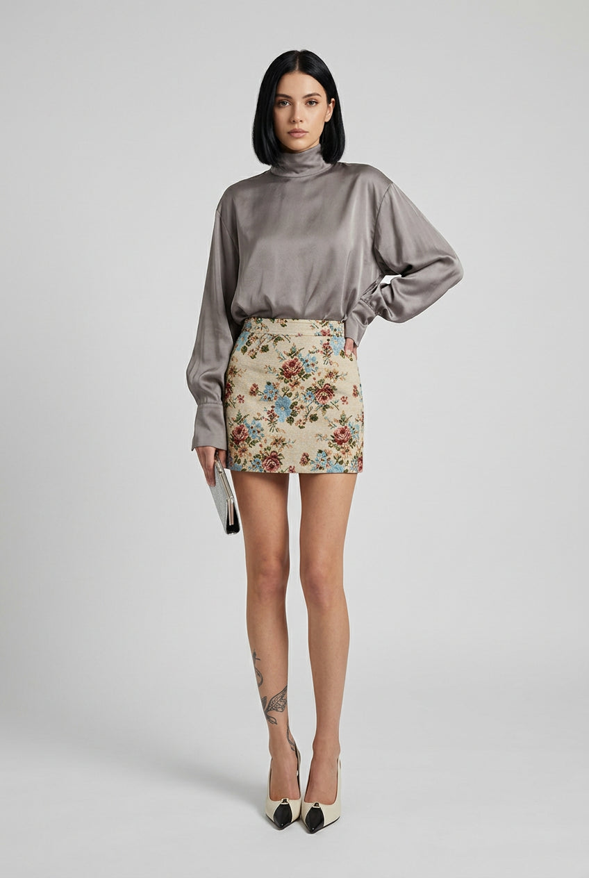 vintage floral jacket and skirt set product photo 6