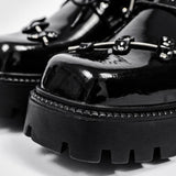 New Chunky loafers Black Brogue Shoes chunky black flats Men Classic thick Platform