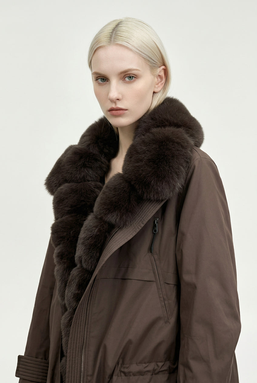 Fur-collar cropped puffer jacket for women, product image 9