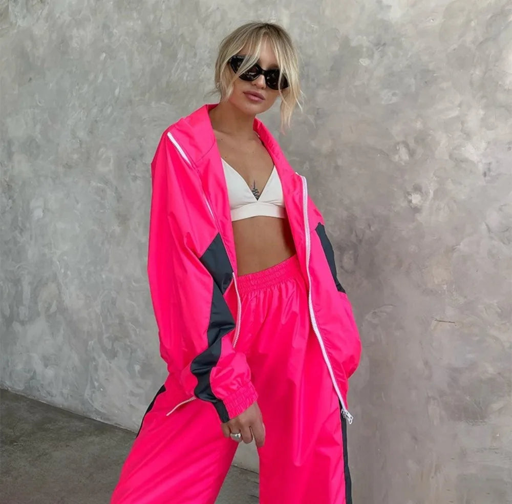 women's two piece set, women's matching set, color block two piece set, women's tracksuit, women's zip up jacket set, women's pants set, women's streetwear set, color block tracksuit women, women's casual two piece outfit, women's sporty set, women's matching pants outfit, women's jacket and pants set, zip up tracksuit women, straight leg pants set women, high waisted pants set, women's athleisure set, women's travel outfit set, airport outfit women, casual matching set women, streetwear outfit women, color