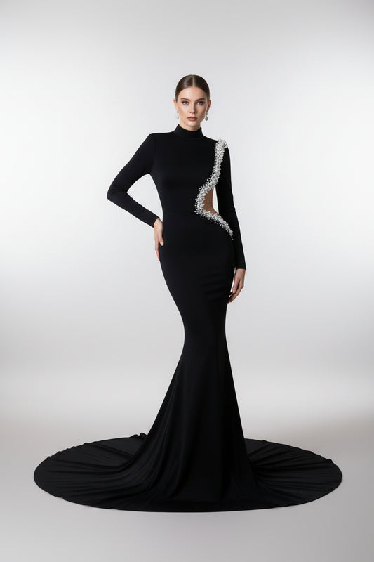 Vintage Beads Prom Dresses for Women Court Train Mermaid Full Sleeves Evening Gowns Vestidos De Fiesta Customized Plus