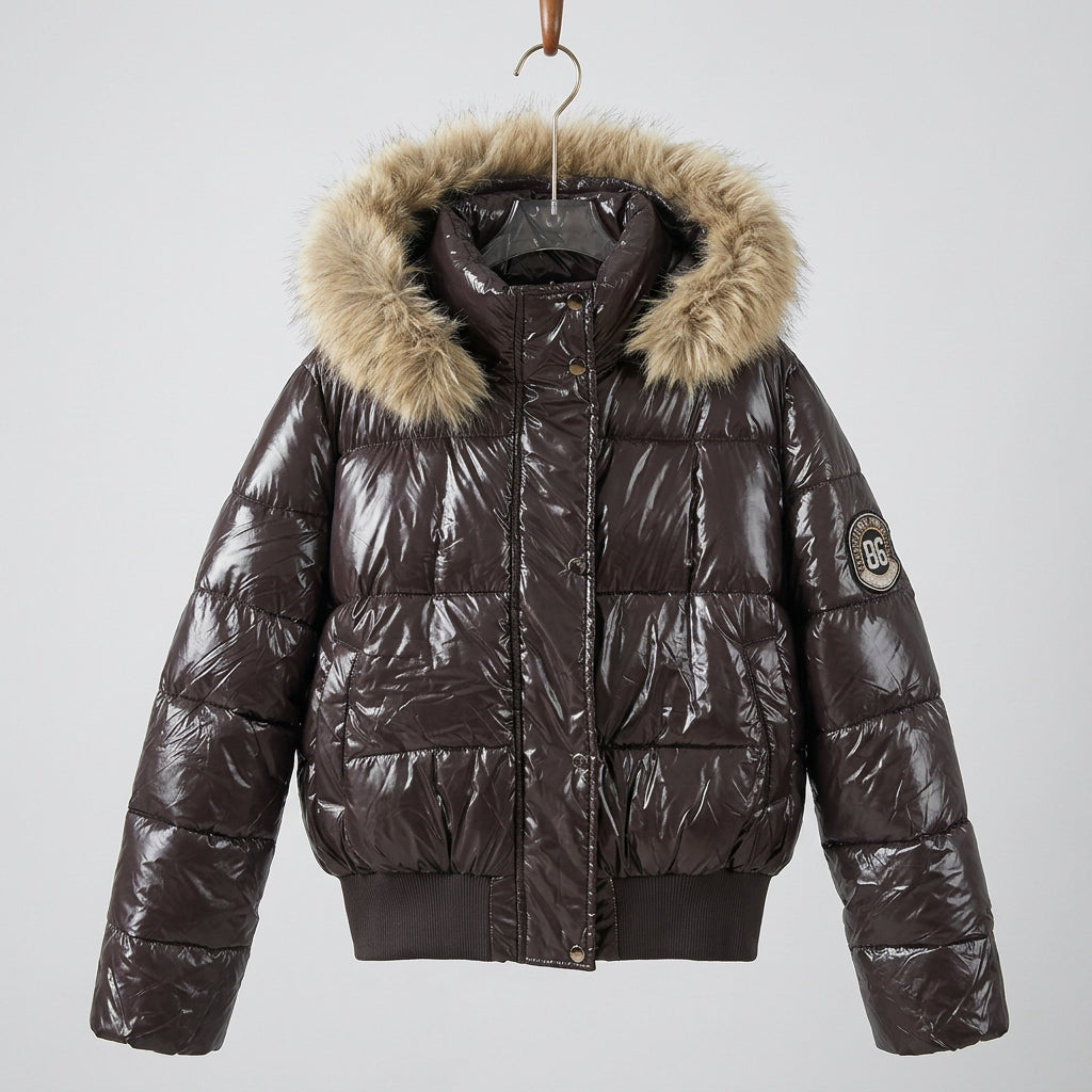 Women's quilted hooded jacket in a short regular-length silhouette