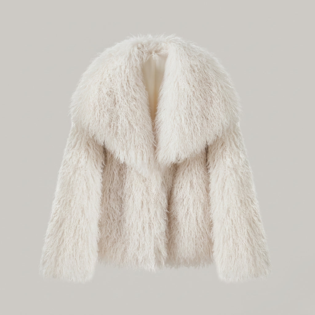 Plush faux fur coat product detail