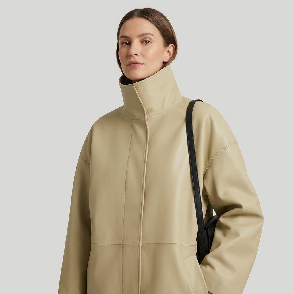 Relaxed faux-leather zip-up jacket product photo 28