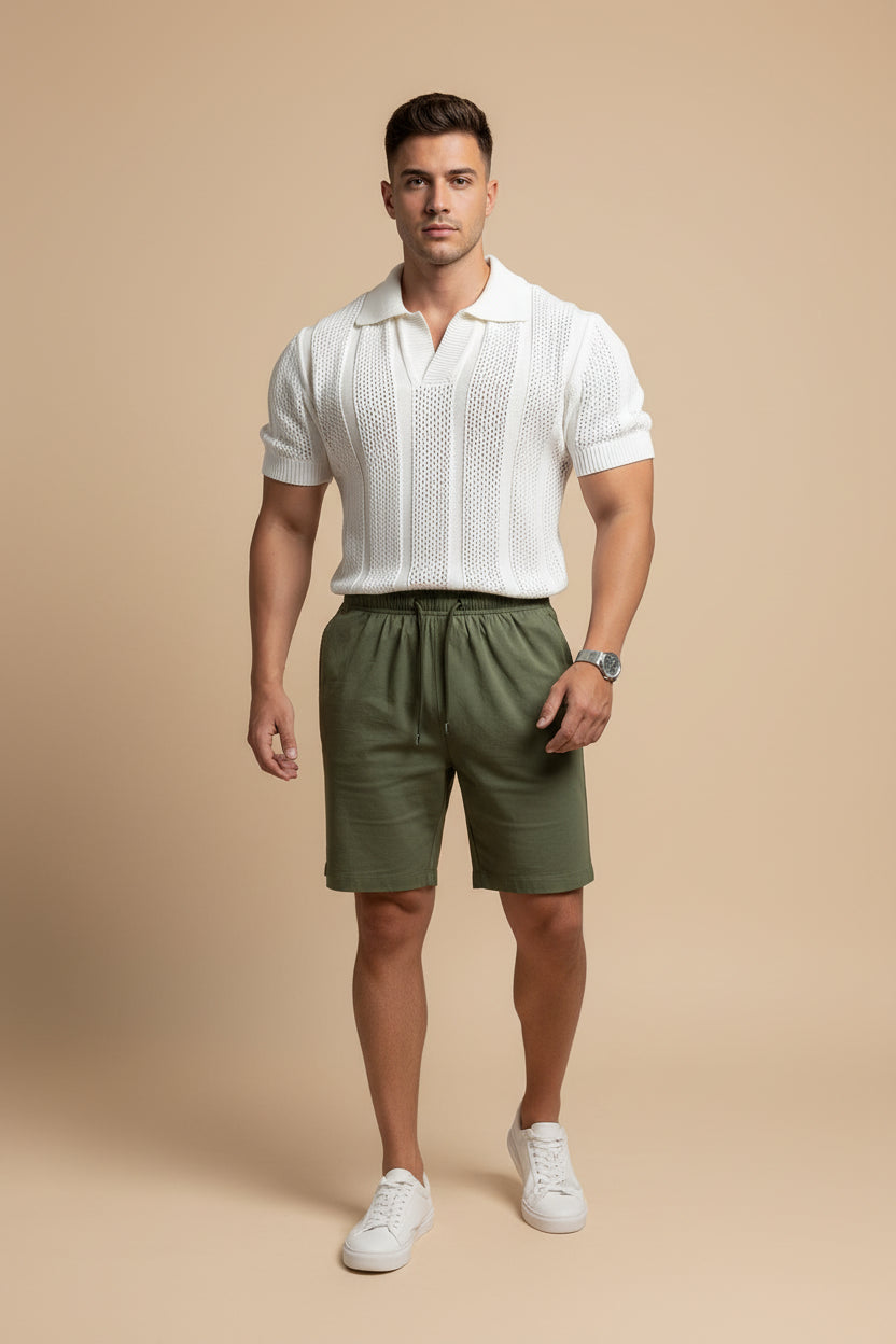 Breathable men's knitted mesh Polo shirt.