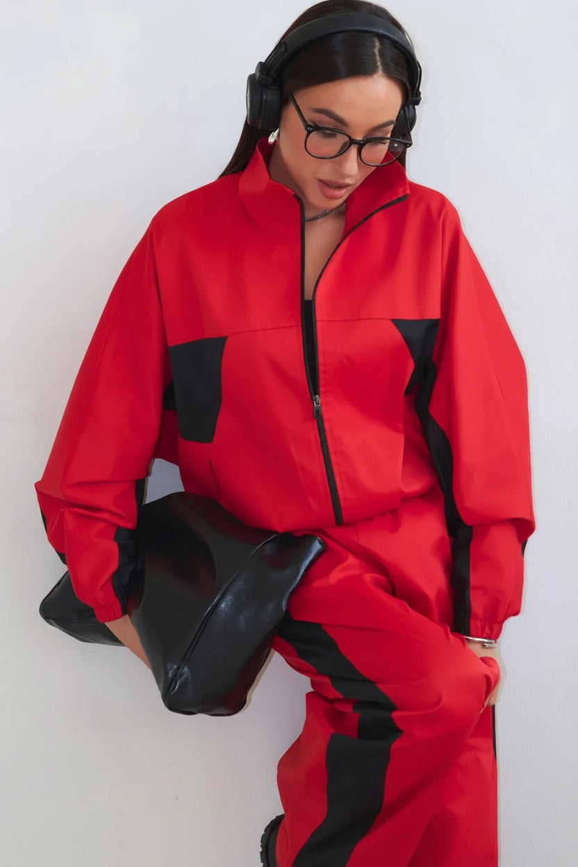 women's two piece set, women's matching set, color block two piece set, women's tracksuit, women's zip up jacket set, women's pants set, women's streetwear set, color block tracksuit women, women's casual two piece outfit, women's sporty set, women's matching pants outfit, women's jacket and pants set, zip up tracksuit women, straight leg pants set women, high waisted pants set, women's athleisure set, women's travel outfit set, airport outfit women, casual matching set women, streetwear outfit women, color