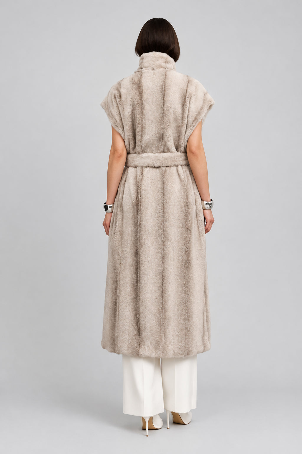 Noelle faux fur vest featuring an elongated silhouette