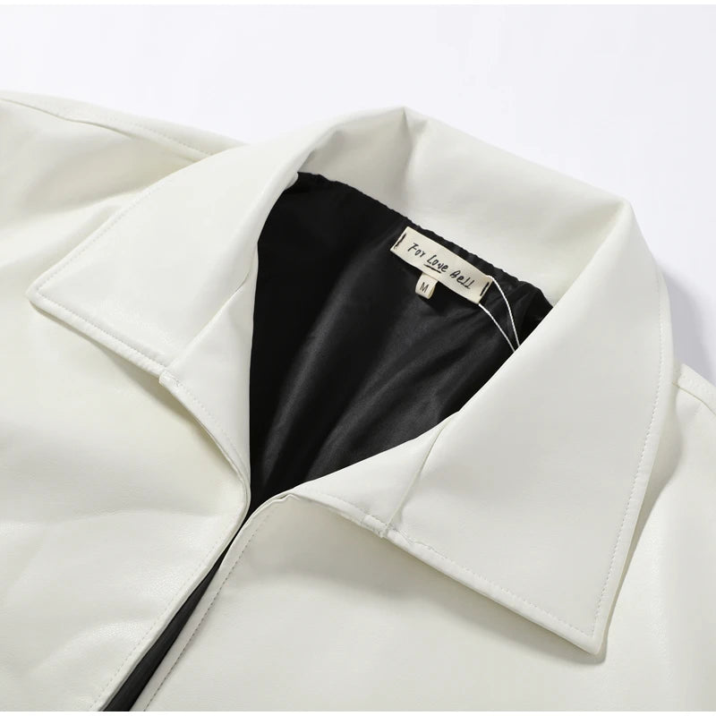 Relaxed faux-leather zip-up jacket product photo 7