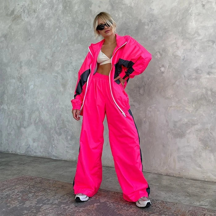 women's two piece set, women's matching set, color block two piece set, women's tracksuit, women's zip up jacket set, women's pants set, women's streetwear set, color block tracksuit women, women's casual two piece outfit, women's sporty set, women's matching pants outfit, women's jacket and pants set, zip up tracksuit women, straight leg pants set women, high waisted pants set, women's athleisure set, women's travel outfit set, airport outfit women, casual matching set women, streetwear outfit women, color