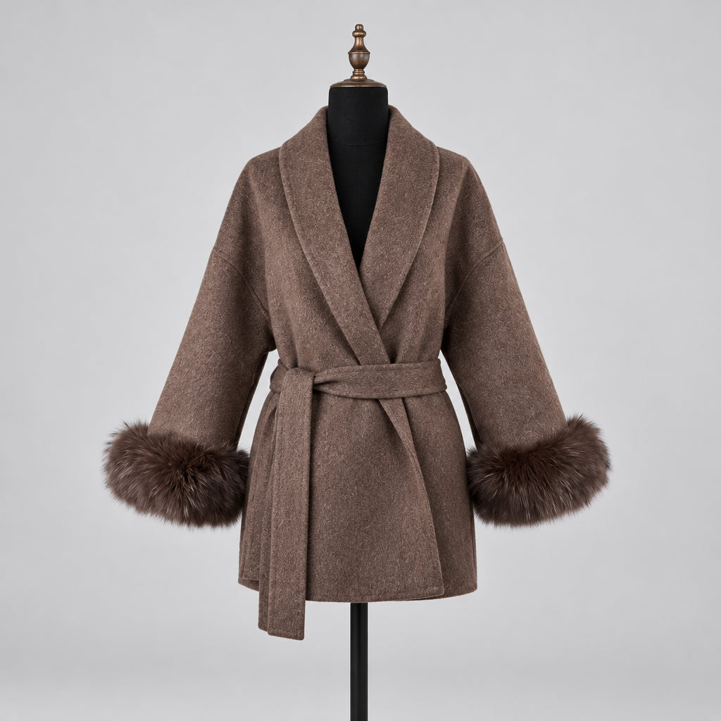 The Alessia fur-collar wool coat