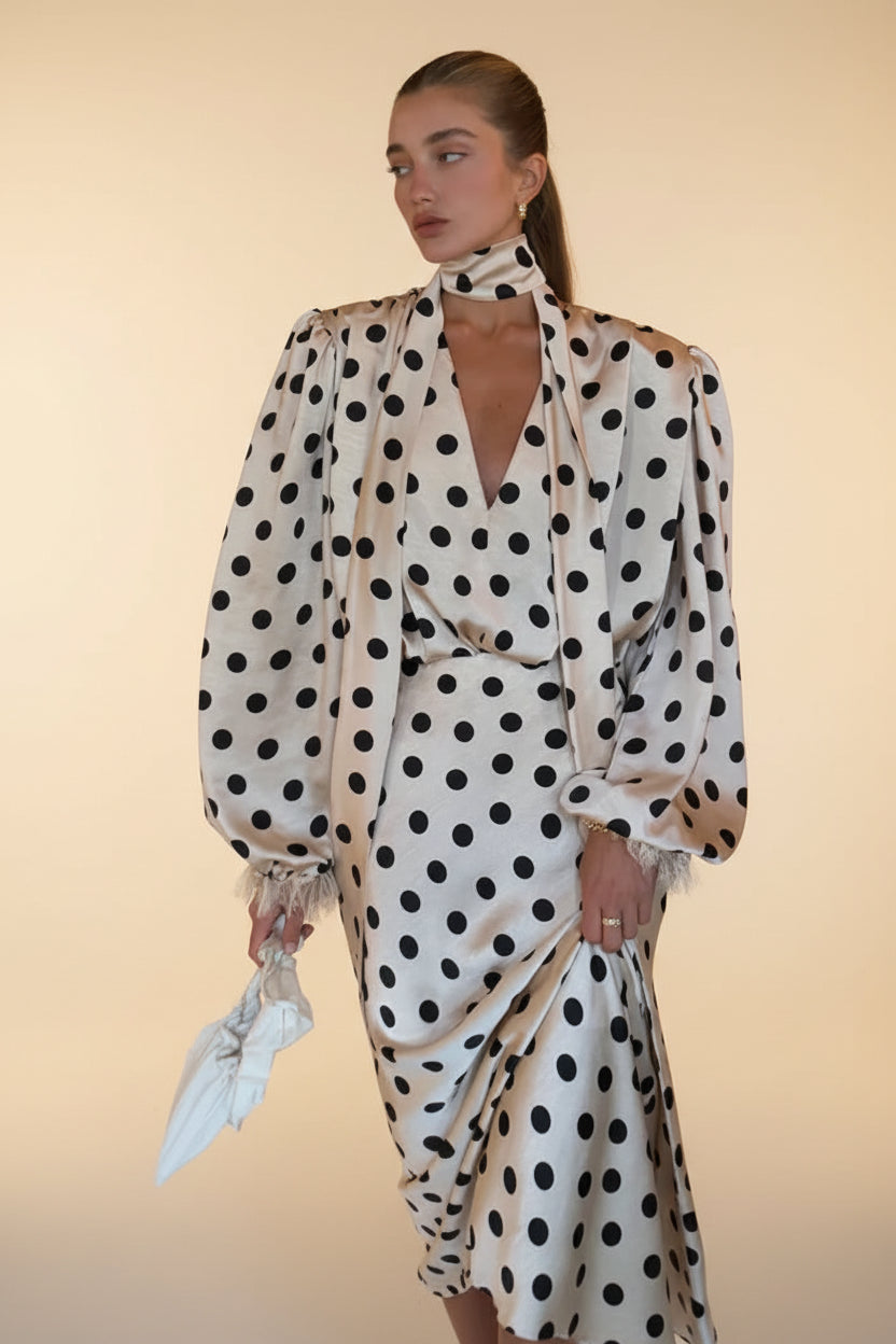 sachin and babi light blue dress Black Ascot Polka Dot Dress | Tuva Collection main image 0