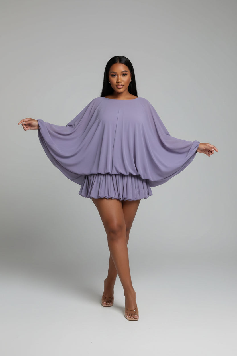 Laurie lavender backless mesh dress.