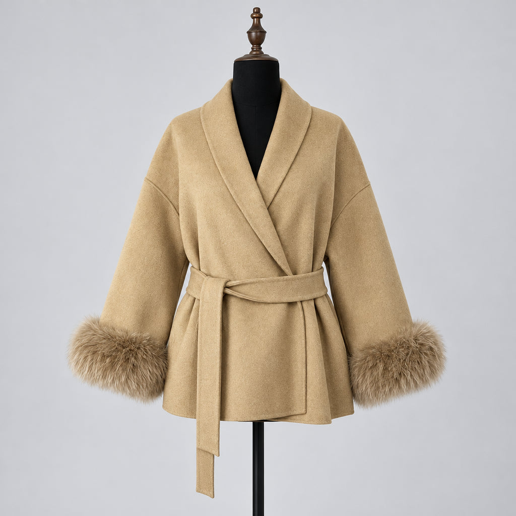 The Alessia fur-collar wool coat