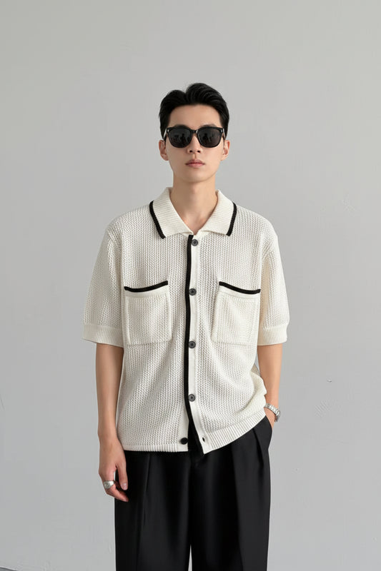 men's knit cardigan shirt

short sleeve knit shirt

contrast knit shirt men

black and white knit shirt

men's cardigan style shirt

textured knit shirt men

smart casual knit shirt

men's resort shirt

vacation outfit men

men's summer knitwear

button front knit shirt

premium knit polo cardigan

men's luxury casual wear

resort wear men

lightweight knit shirt

breathable men's knit shirt

elevated casual menswear

men's vacation clothing

modern knit cardigan shirt

stylish men's knit top

front pocket 