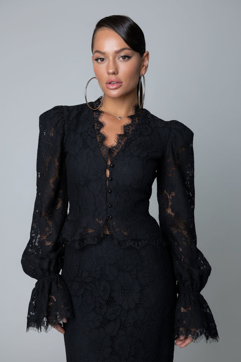 lace two piece set women, lace top skirt set, women's lace matching set, lace skirt set, fishtail skirt set, mermaid skirt two piece set, lace maxi skirt set, V neck lace top, flare sleeve top women, lace outfit women, elegant two piece outfit, women's evening set, women's party outfit, date night outfit women, elegant evening outfit, feminine two piece set, fitted lace top, fishtail maxi skirt, mermaid maxi skirt, special occasion outfit, women's formal two piece set, dinner outfit women, girls night out o