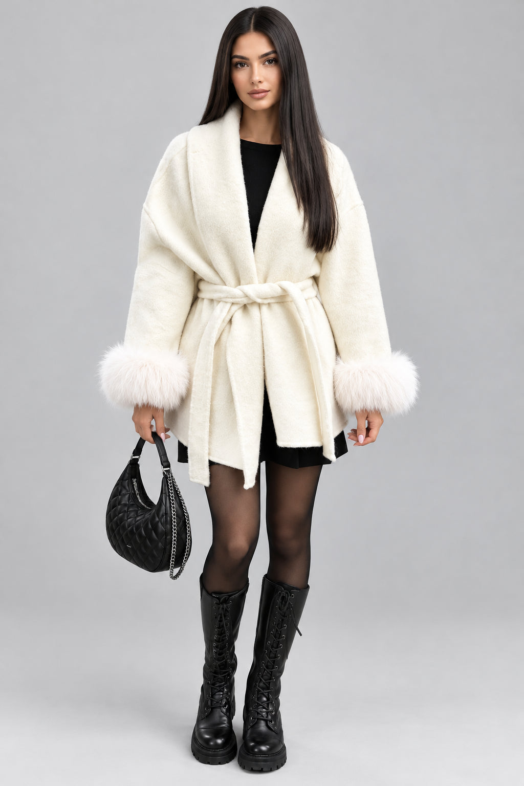 The Alessia fur-collar wool coat