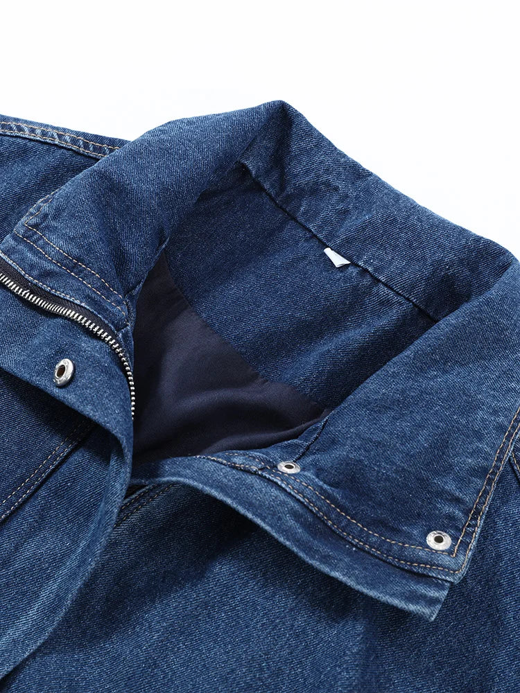 cropped denim jacket women, blue cropped jacket women, women's cropped jacket, stand collar jacket women, relaxed cropped jacket, blue casual jacket women, women's street style jacket, cropped button jacket, women's lightweight jacket, casual women's outerwear, cropped blue jacket, women's spring jacket, women's everyday jacket, relaxed fit jacket