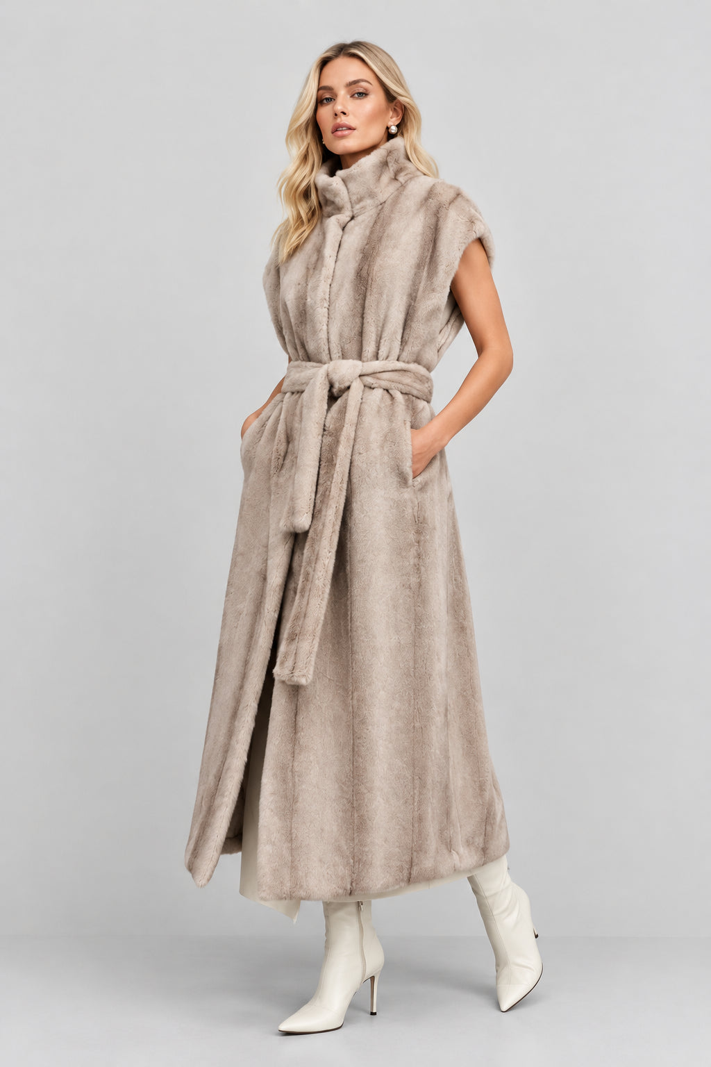 Longline faux fur vest for women by GoSobiShop Boutique