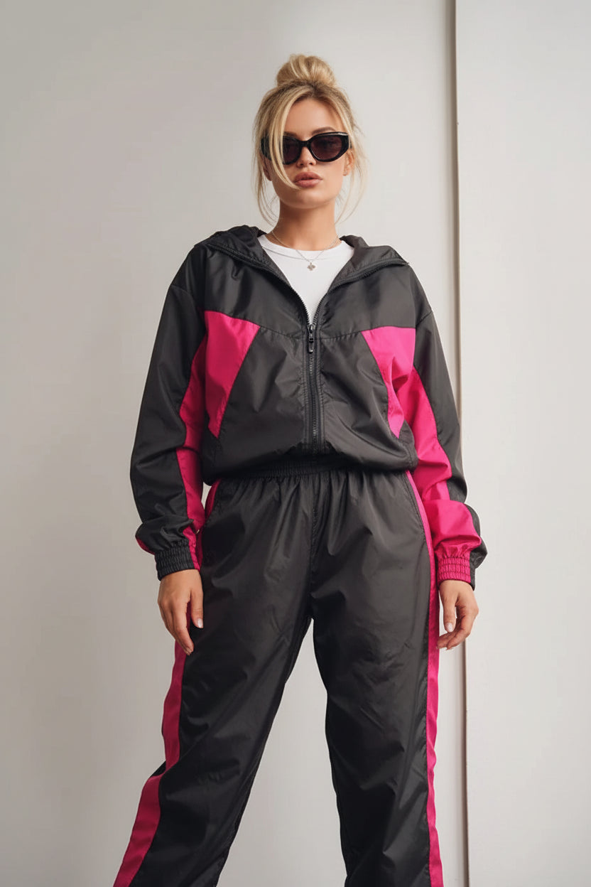 women's two piece set, women's matching set, color block two piece set, women's tracksuit, women's zip up jacket set, women's pants set, women's streetwear set, color block tracksuit women, women's casual two piece outfit, women's sporty set, women's matching pants outfit, women's jacket and pants set, zip up tracksuit women, straight leg pants set women, high waisted pants set, women's athleisure set, women's travel outfit set, airport outfit women, casual matching set women, streetwear outfit women, color