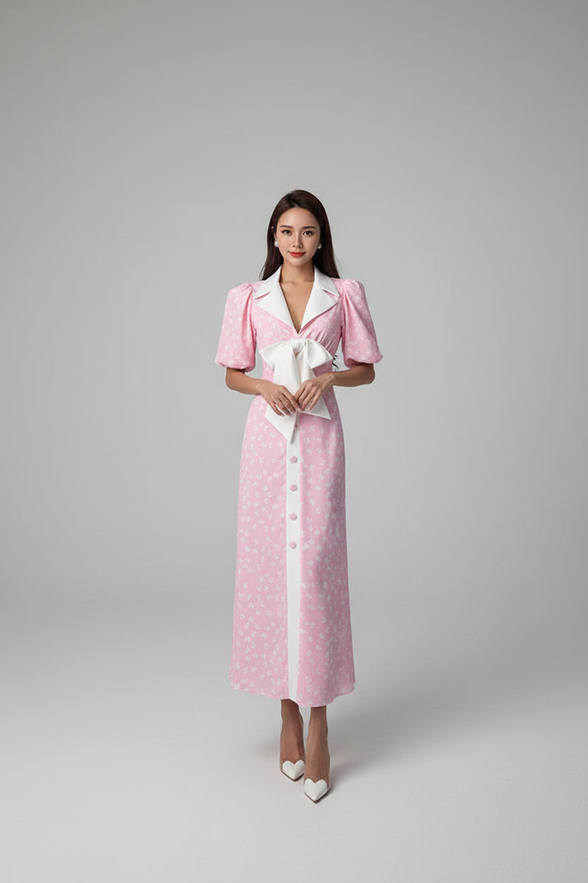 bow accent midi dress, women's midi dress, striped midi dress, summer midi dress, women's summer dress, bow dress for women, feminine midi dress, vacation dress for women, resort wear dress, brunch dress women, date night dress, summer vacation outfit, striped summer dress, women's holiday dress, elegant summer dress