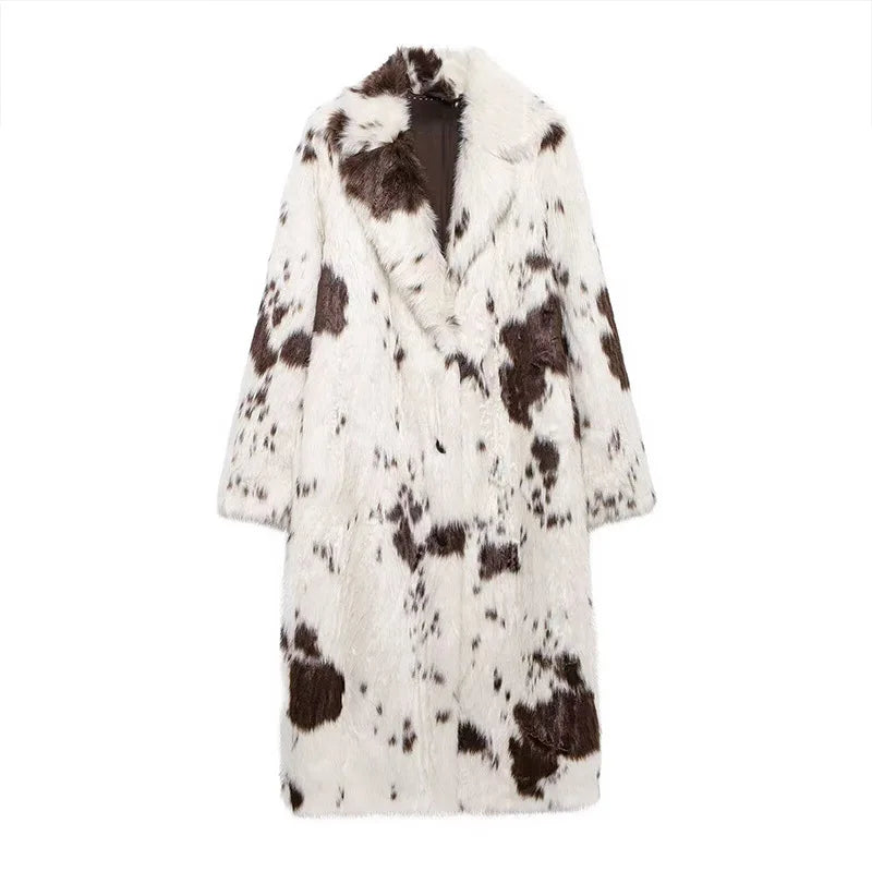 MONTANA COW PRINT FAUX FUR COAT